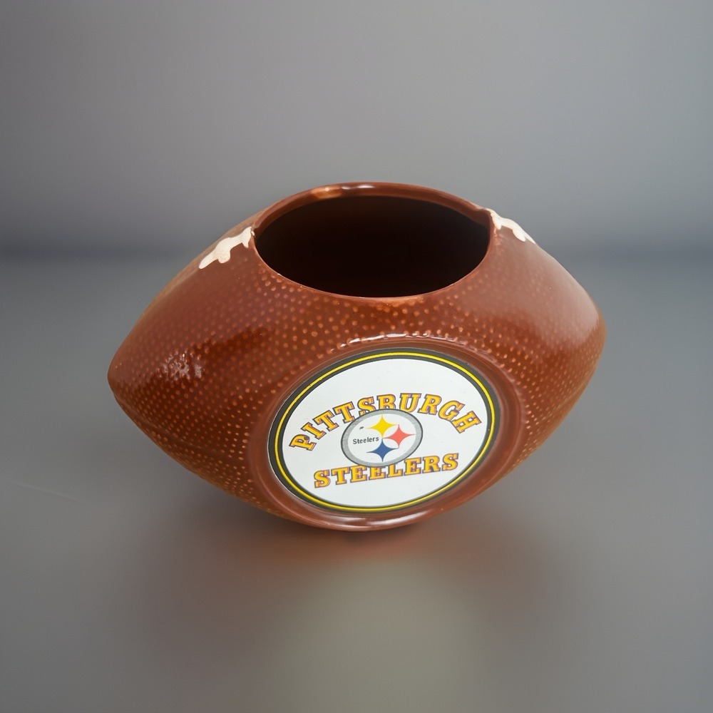 Pittsburgh Steelers Ceramic Football Candy Dish Planter Pen Holder NFL Logo 7"
